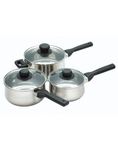 KitchenCraft JURY3PC Casserole inox avec couvercle lot de 3