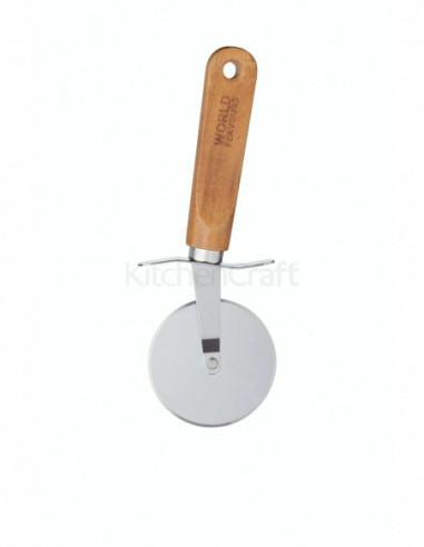 World of Flavours WFITPIZCUT  Coupe-pizza italienne poignée en bois Acacia