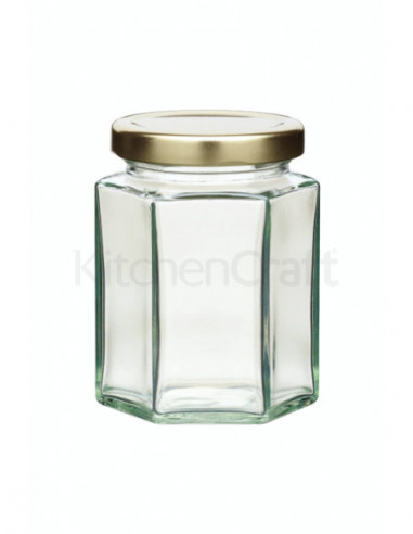 Home Made KCJARHEX8 227ml Pot hexagonal 227 ml avec couvercle à vis
