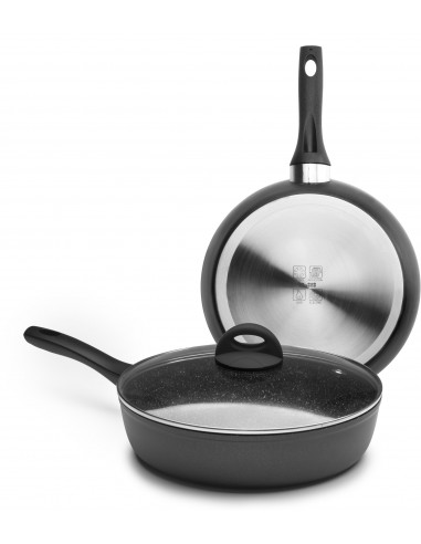 ibili 440324 Sauteuse avec couvercle Natura 24 cm Façon pierre