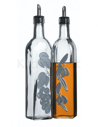 World of Flavours KCGLOILVIN  Set italien de 2 bouteilles en verre d'huile et de vinaigre