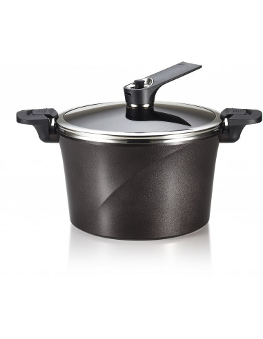 Happycall 3003-0090 Cocotte sous-vide Vacuum pot IH couvercle en verre 28 cm