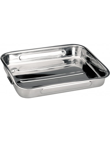 ibili 651845 Plat à rôtir en inox avec anses pliantes 48 x 34 x 7 cm