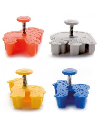 ibili 734700 Emporte-pièce Safari avec poussoir lot de 4