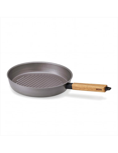 BEKA 13978284 Poêle Grill Acier 28 cm poignée bois Nomad