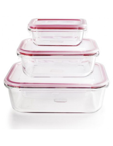 ibili 754750 Lunch away lot de 3 en verre 180 ml + 650 ml +1500 ml