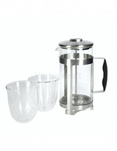 La Cafetière LCTRIEST3PC Coffret cafetière 1 litre et tasses double paroi