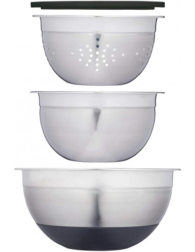MasterClass MCBOWL3PC Smart Space Lot de 3 bols inox avec passoire