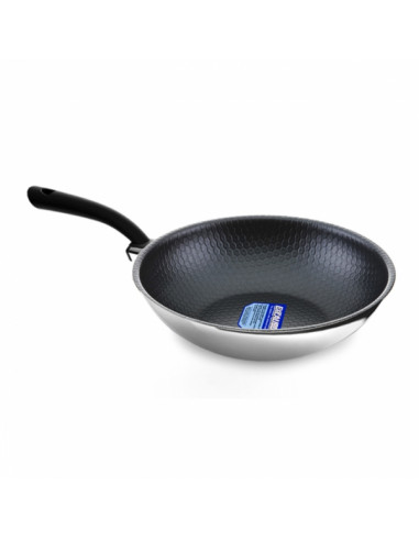 Alten Bach DB5P30W Wok inox 5 couches avec antiadhésif Excalibur 30 cm