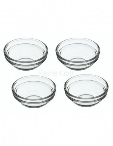 KitchenCraft KCPINCHBOWL4PK Ensemble de 4 petits bols à doser en verre