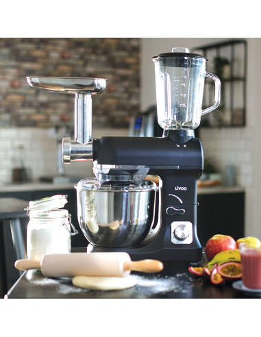 Livoo DOP189N Robot pâtissier 5 en 1 avec blender et hachoir 1000 W